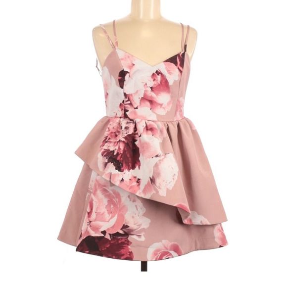 ☀️KEEPSAKE THE LABEL Last Dance Pink Peplum Floral Mini Dress - Picture 6 of 8